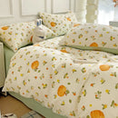 Mint green & cream cartoon heart plant quilt set bedroom bedding