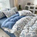 Mint green & cream cartoon heart plant quilt set bedroom bedding
