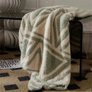 Mint green & cream knitted jacquard blanket bedroom throw