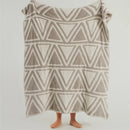 Mint green & cream knitted jacquard blanket bedroom throw