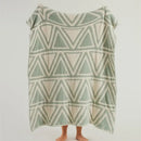 Mint green & cream knitted jacquard blanket bedroom throw