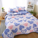 Mint green daisy print quilt set bedroom diamond quilted bedding