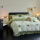 Mint green embroidered matte ant velvet duvet set bedroom blanket