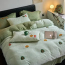 Mint green embroidered matte ant velvet duvet set bedroom blanket