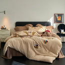Mint green embroidered matte ant velvet duvet set bedroom blanket