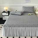 Mint green floral quilted bed skirt set bedroom mattress mat