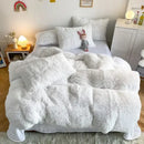 Mint green fluffy faux fur bedding set with heart pillow bedroom