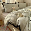 Mint green french lace washed cotton bedding sets bedroom