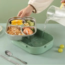 Mint green insulated bento lunch box with cutlery kitchen set