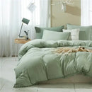 Mint green quilted duvet cover set bedroom pom pom trim