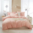 Mint green quilted duvet cover set bedroom pom pom trim