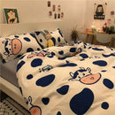 Mint green & white ginkgo leaf cartoon print bedding set bedroom