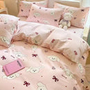 Mint green & white ginkgo leaf cartoon print bedding set bedroom