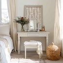 Distressed White Adjustable Wood Vanity Mirror