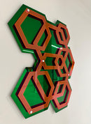 Mirrored Acrylic Emerald Green Hexagon Wall Art