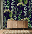 Herbal Leaves on Dark Background Wallpaper