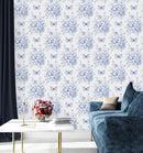 Modish Blue Flowers Wallpaper Fashionable