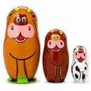 Set of 3 Cows Wooden Nesting Dolls 4.25 Inches