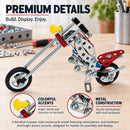 Metal Motorcycle Model Kit Buildable Chopper Toy with Bolts & Tools DIY  (105 Pieces) 7.5 Inches