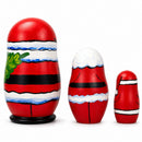Set of 3 Smiling Santa Figurines Wooden Nesting Dolls 4.25 Inches