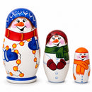 Set of 3 Snowman Wooden Christmas Nesting Dolls 4.25 Inches