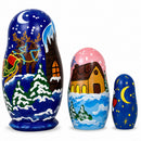 Set of 3 Santa's Delivering Gifts Wooden Nesting Dolls 4.25 Inches