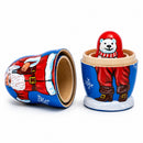 3 Santa and Polar Bear Wooden Nesting Dolls 4.25 Inches