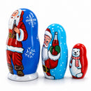 3 Santa and Polar Bear Wooden Nesting Dolls 4.25 Inches
