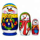 Set of 3 Snowman Family Wooden Nesting Dolls 4.25 Inches
