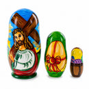 Set of 3 Jesus with Cross, Easter Eggs Wooden Nesting Dolls 4.25 Inches