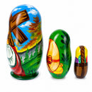 Set of 3 Jesus with Cross, Easter Eggs Wooden Nesting Dolls 4.25 Inches