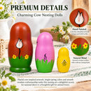 Set of 3 Cow, Pig and Chicken Wooden Nesting Dolls 4.25 Inches
