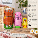 Set of 3 Cow, Pig and Chicken Wooden Nesting Dolls 4.25 Inches