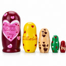 Set of 5 St. Valentine's Day Cupid Love Wooden Nesting Dolls 6 Inches