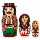 Set of 3 Ukrainian Hutsuls Family Wooden Nesting Dolls 4.5 Inches