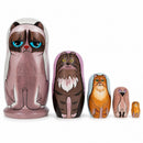 Sad Cat & Friends Wooden Nesting Dolls 5.75 Inches