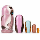 Sad Cat & Friends Wooden Nesting Dolls 5.75 Inches