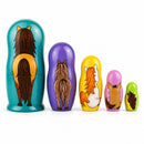 Set of 5 Horses Wooden Nesting Dolls 6 Inches