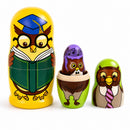 Set of 5 Owls Professors Wooden Nesting Dolls 6 Inches