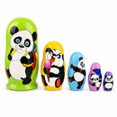 Set of 5 Panda Wooden Nesting Dolls 6 Inches