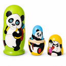 Set of 5 Panda Wooden Nesting Dolls 6 Inches