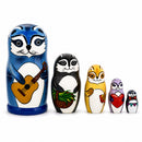 Set of 5 Raccoon Family Wooden Nesting Dolls 6 Inches