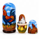 Rooster And Family Wooden Nesting Dolls