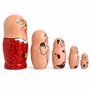 Set of 5 Pigs Celebration Wooden Nesting Dolls 6 Inches