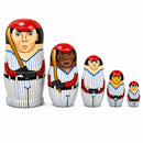 Set of 5 Baseball Wooden Nesting Dolls 6 Inches