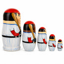 Set of 5 Baseball Wooden Nesting Dolls 6 Inches