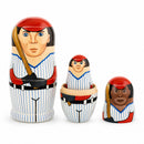 Set of 5 Baseball Wooden Nesting Dolls 6 Inches