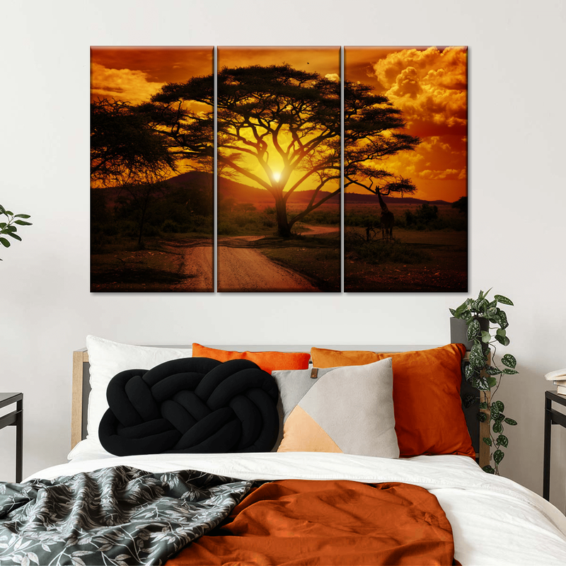 Serengeti Park Sunset Silhouette Wall Art