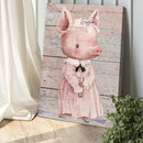 Simple Ribbon Dress Pig Canvas Wall Art