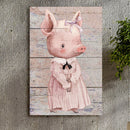 Simple Ribbon Dress Pig Canvas Wall Art